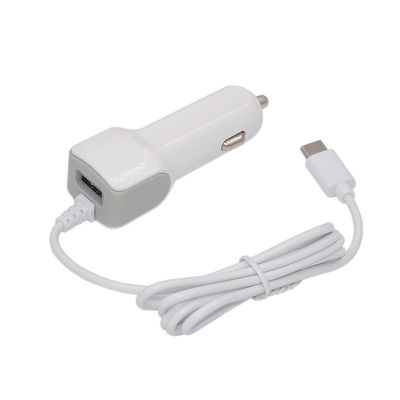 качество  With Bulit In Cable USB Car Charger With 1M Type C Charging Cord For iPhone 8 Pin Smart Phone 2 In 1 Cable Car Charger завод